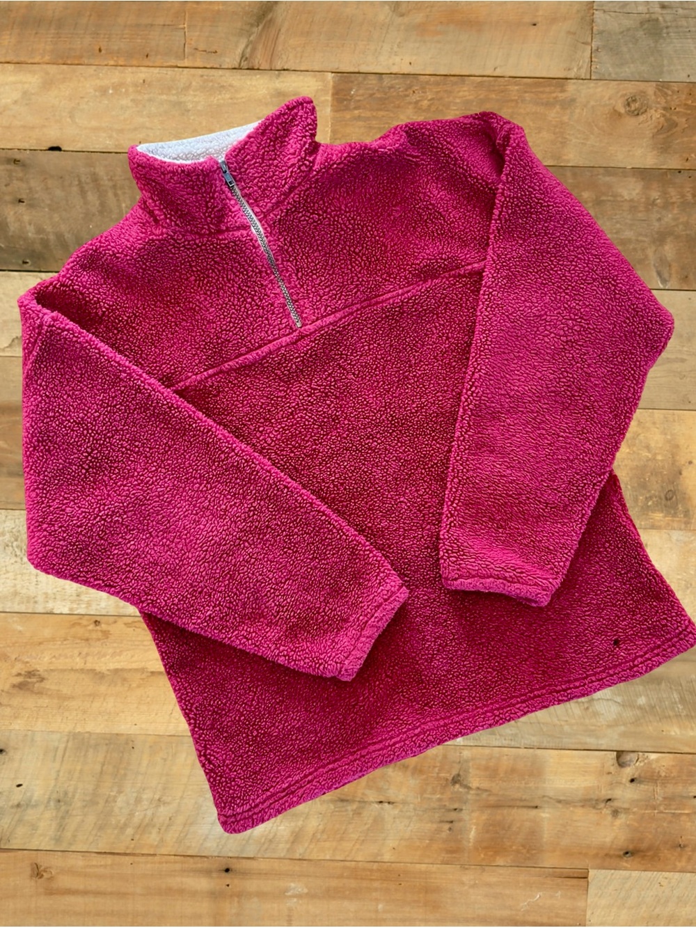 Magenta Vintage Sherpa Fleece Quarter Zip Pullover Made in Canada Fits L - Picture 2 of 13